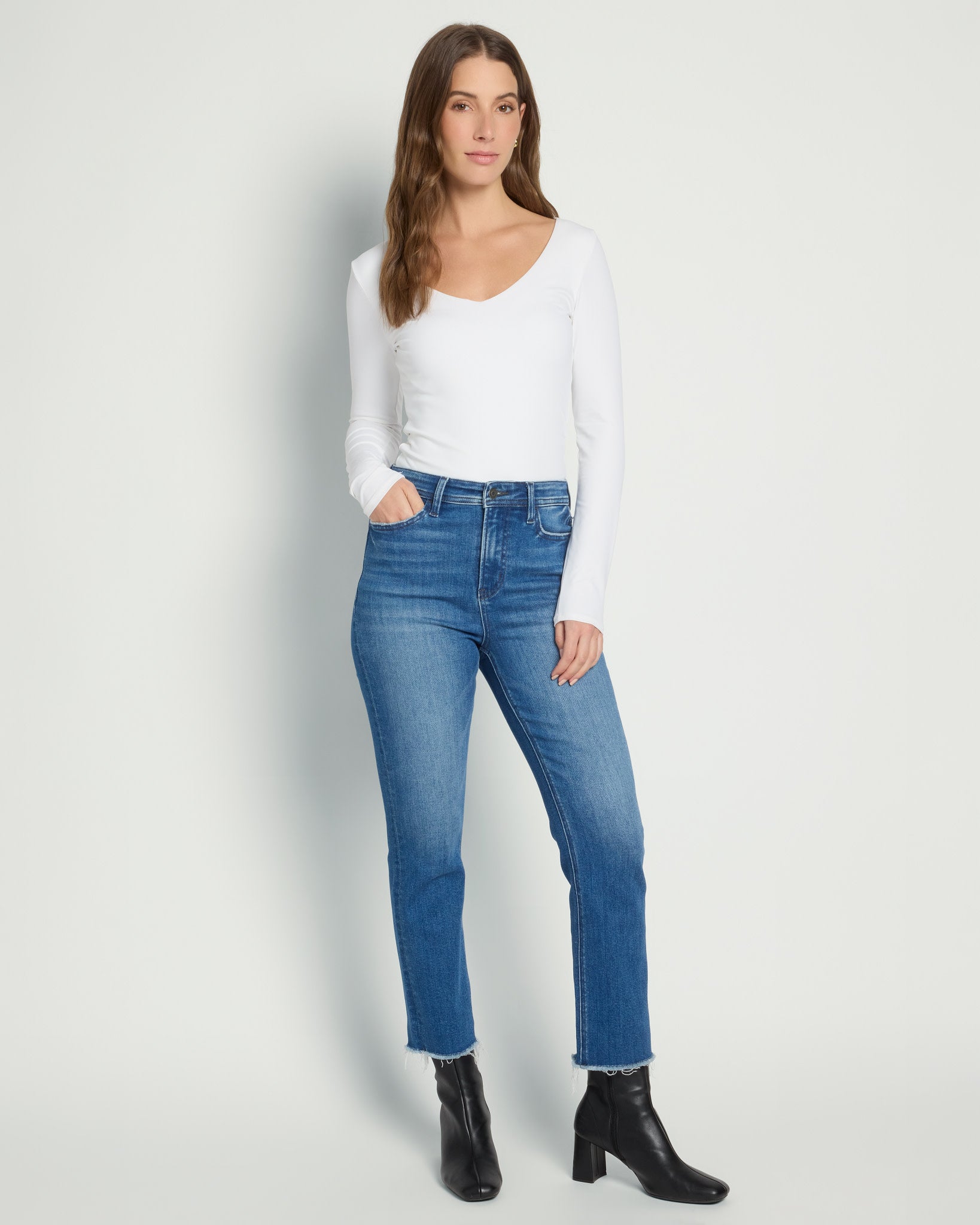 Medium Blue $|& Flying Monkey Jeans Super High Rise Slim Straight Jeans - UGC On Fig