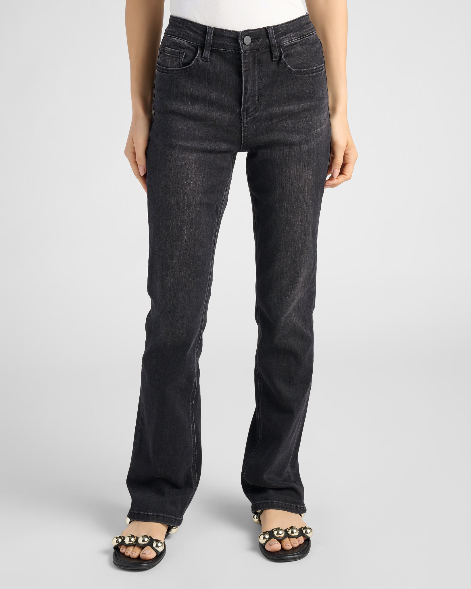 Black $|& Flying Monkey Jeans High Rise Slim Bootcut Jeans - SOF Front
