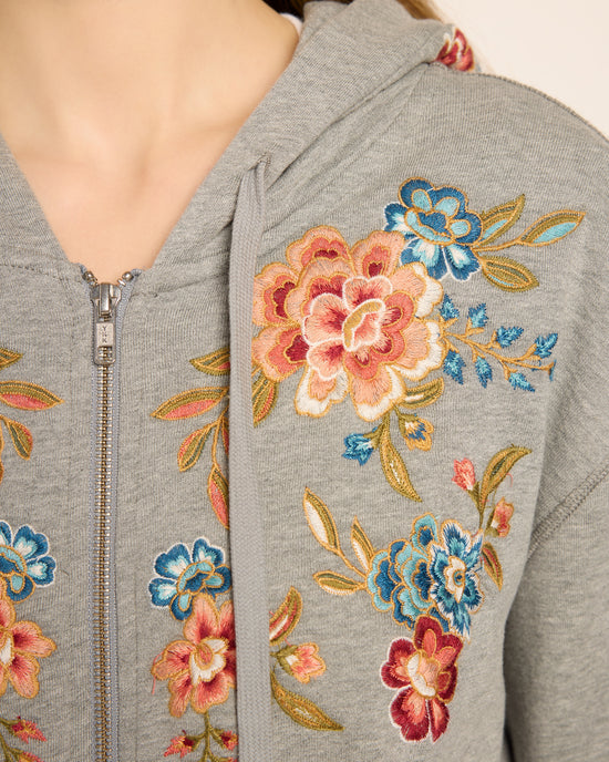 Grey $|& Driftwood Embroidered Zip Up Hoodie - SOF Full Front