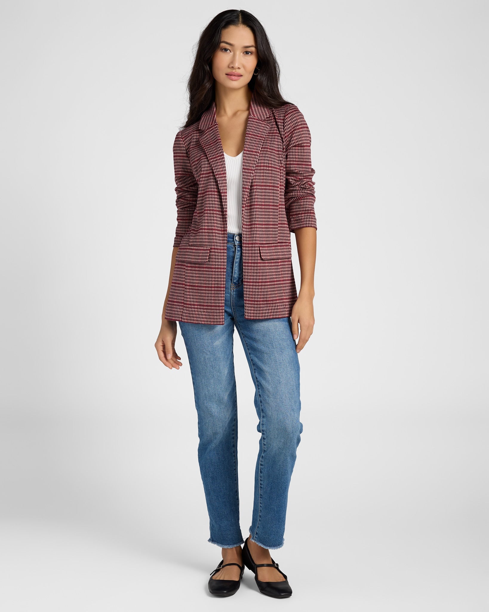 Mulberry Multi Houndstooth $|& Liverpool Boyfriend Blazer - SOF Full Front