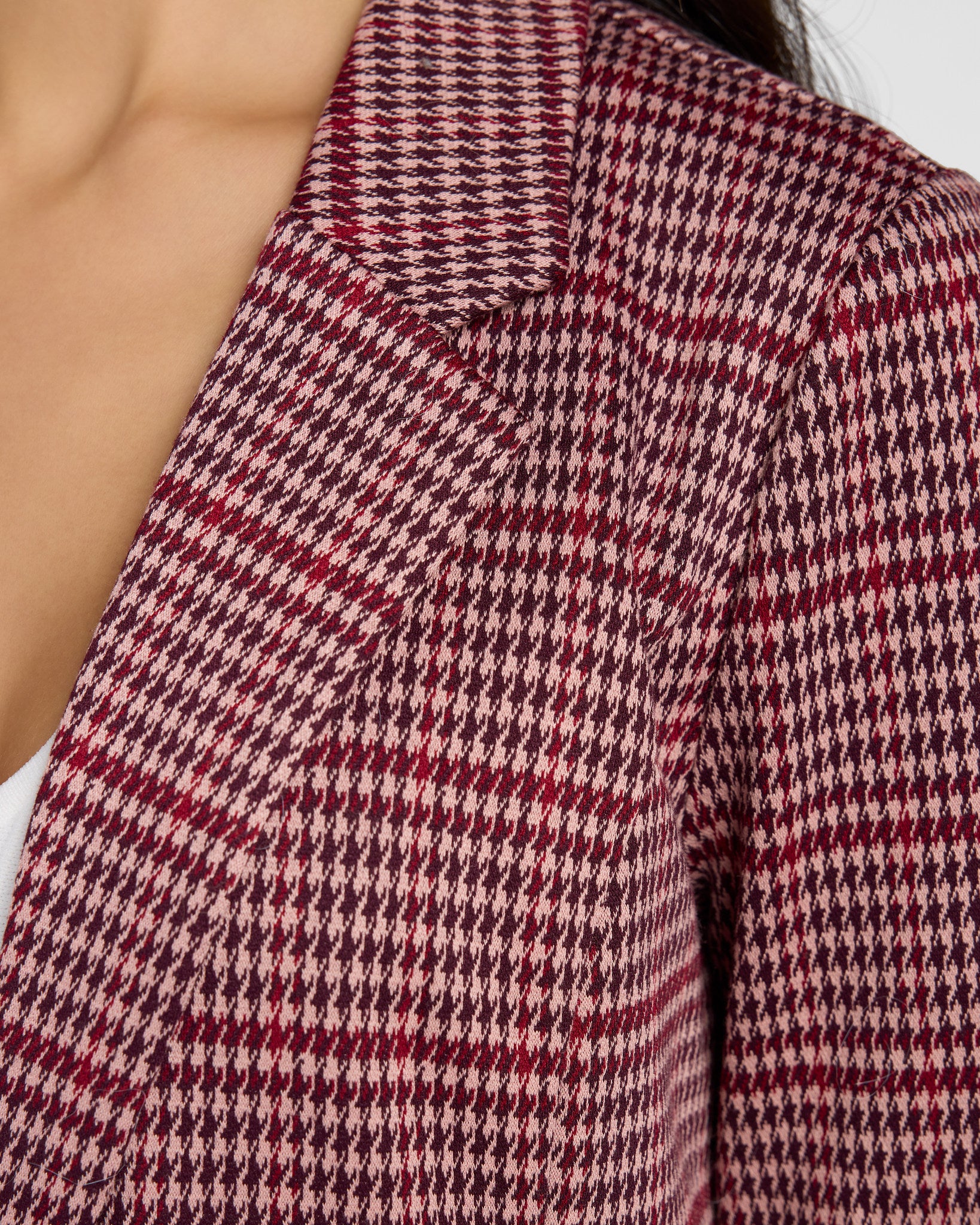 Mulberry Multi Houndstooth $|& Liverpool Boyfriend Blazer - SOF Detail