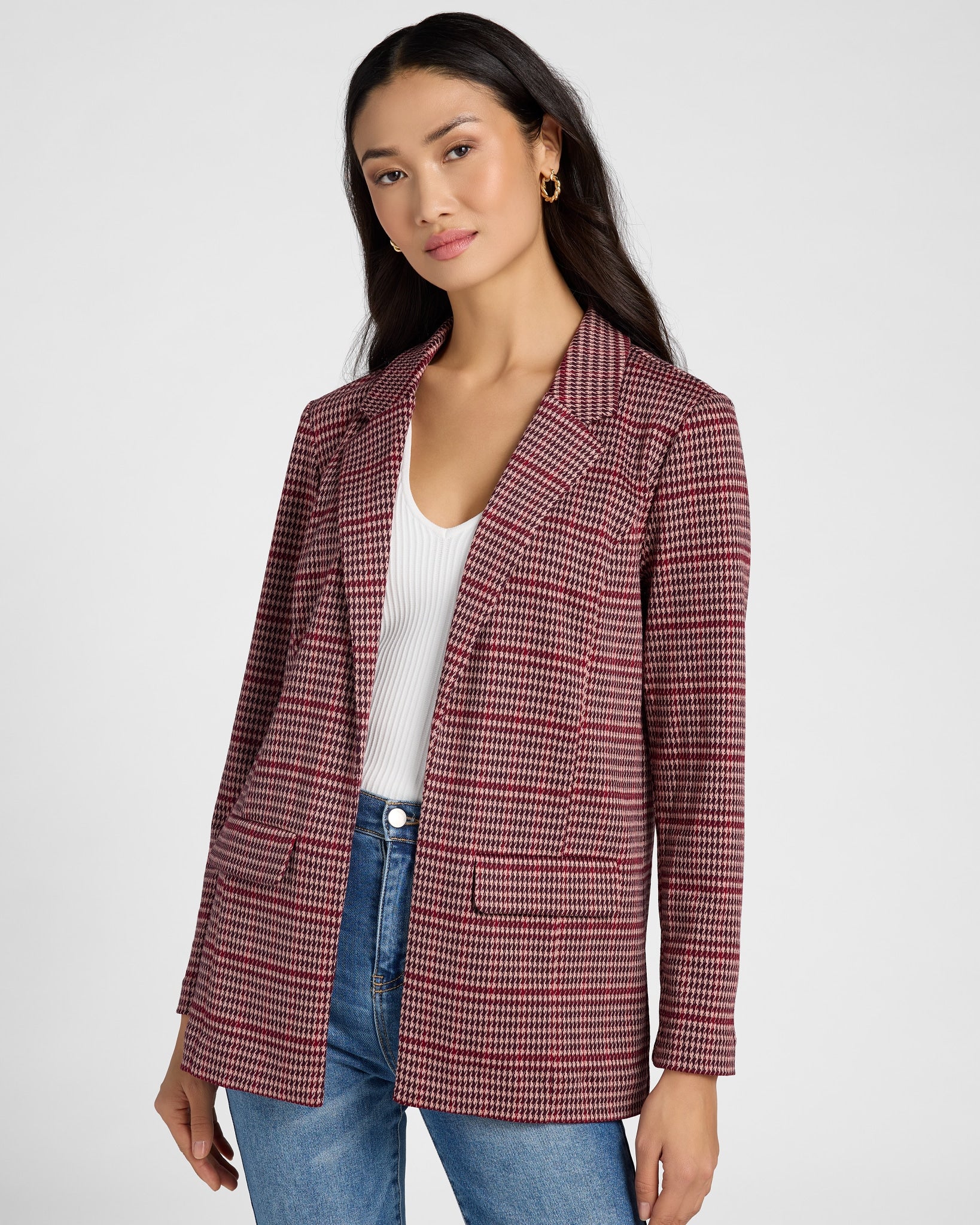 Mulberry Multi Houndstooth $|& Liverpool Boyfriend Blazer - SOF Front