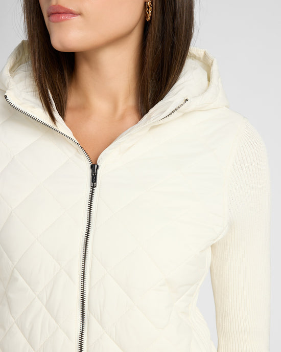 Porcelain $|& Liverpool Quilted Front Zip Hooded Jacket - SOF Detail