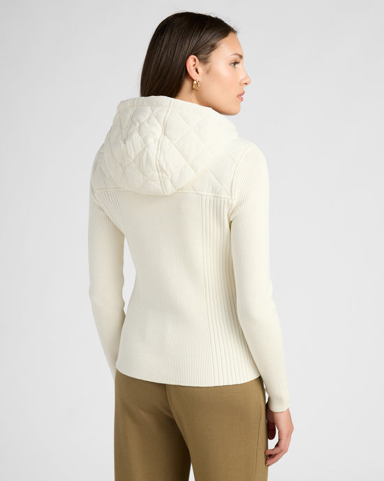 Porcelain $|& Liverpool Quilted Front Zip Hooded Jacket - SOF Back