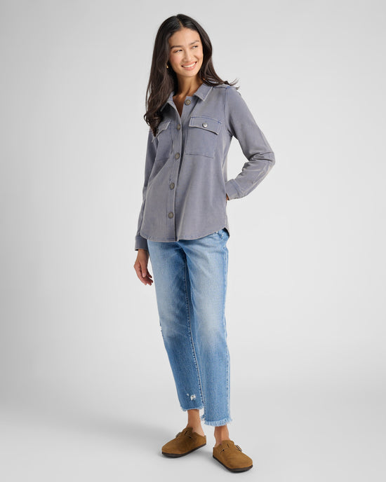Denim $|& Mystree Washed Shirt Jacket - SOF Full Front