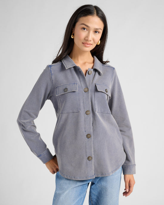 Denim $|& Mystree Washed Shirt Jacket - SOF Front