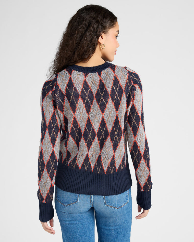 Navy $|& Vigoss Argyle Sweater - SOF Back
