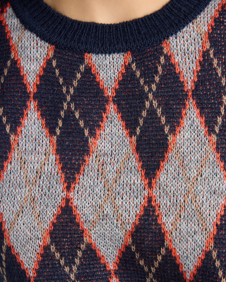 Navy $|& Vigoss Argyle Sweater - SOF Detail