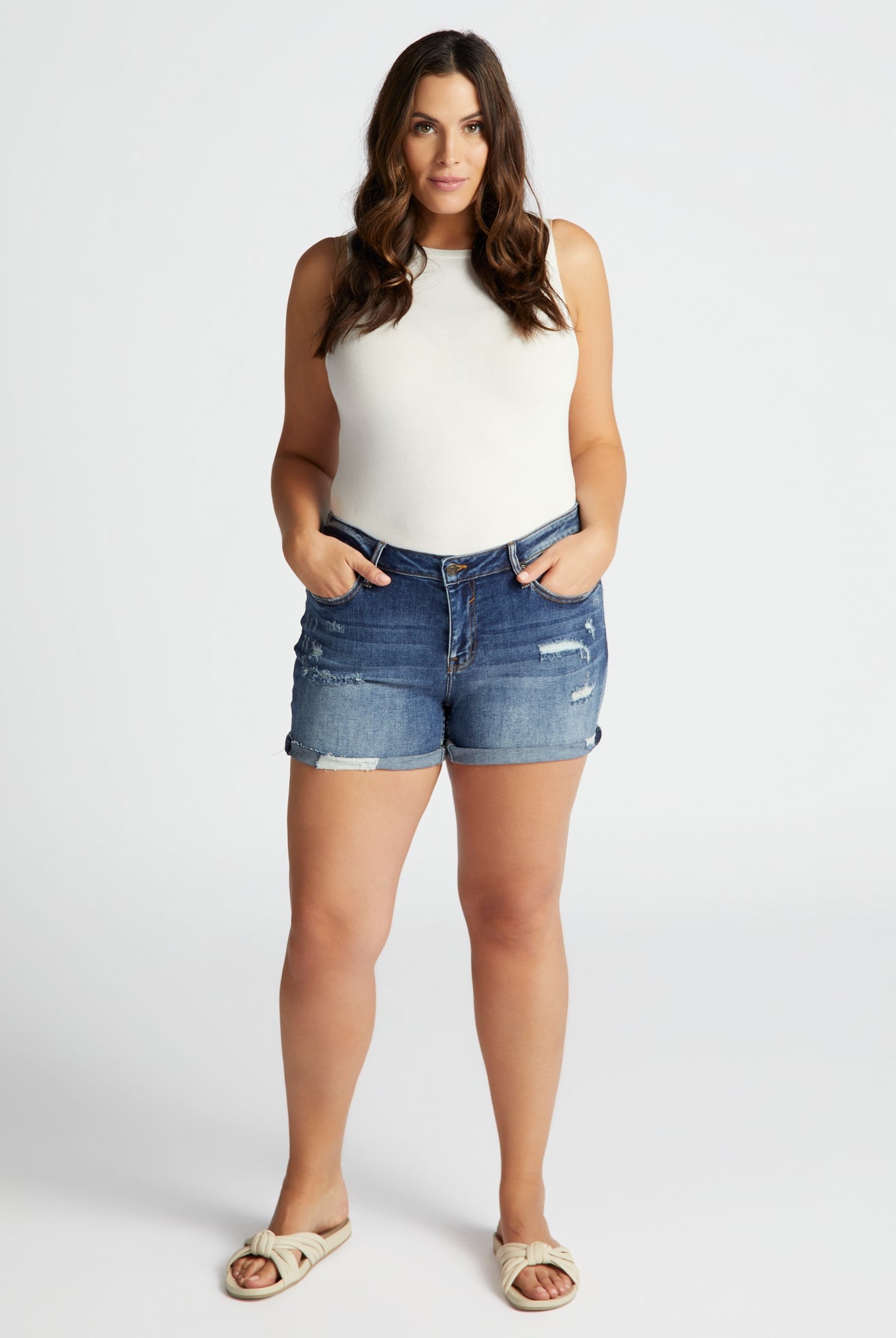 Dark Wash Blue $|& Vigoss Marley Cuffed Short - SOF Full Front