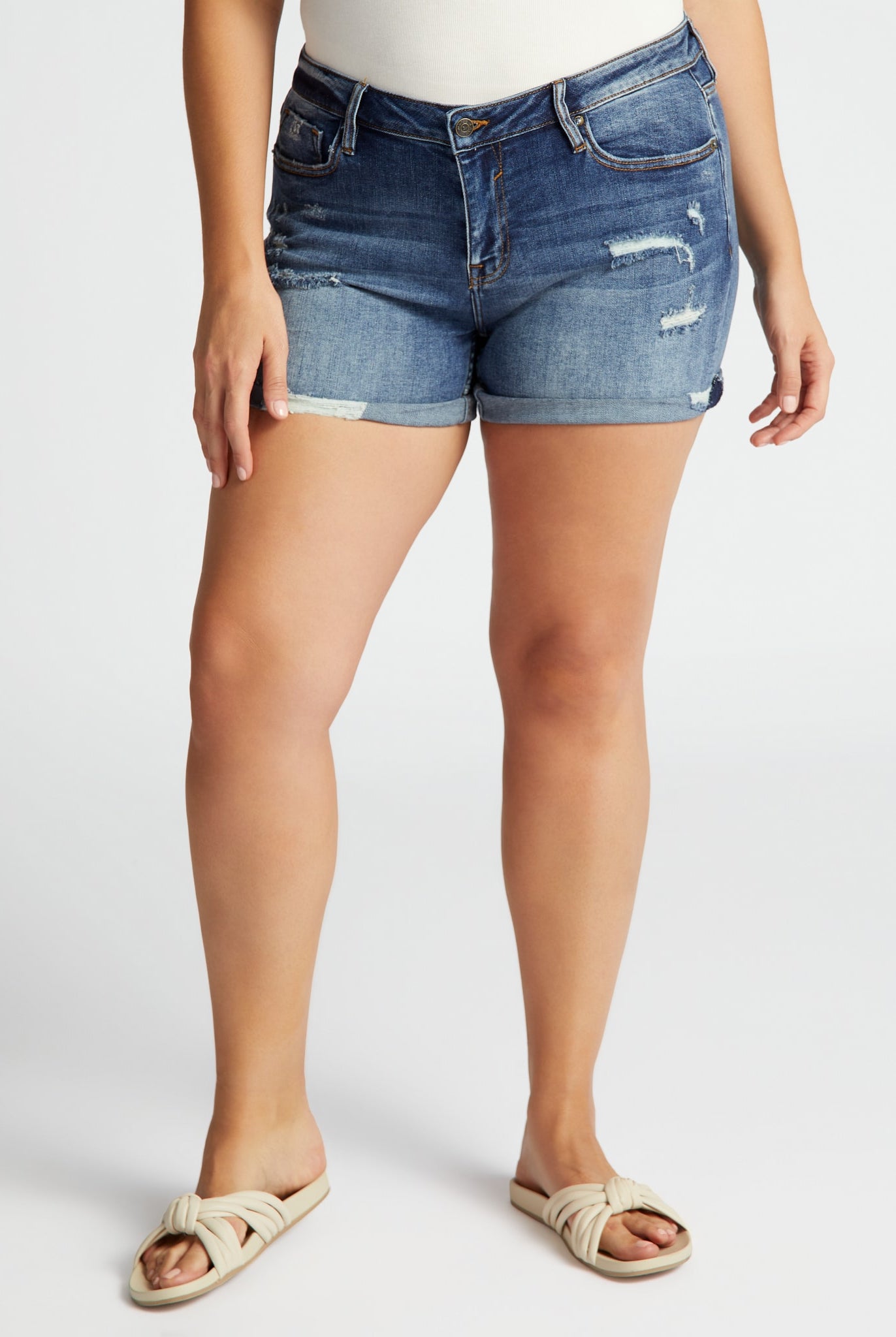 Dark Wash Blue $|& Vigoss Marley Cuffed Short - SOF Front