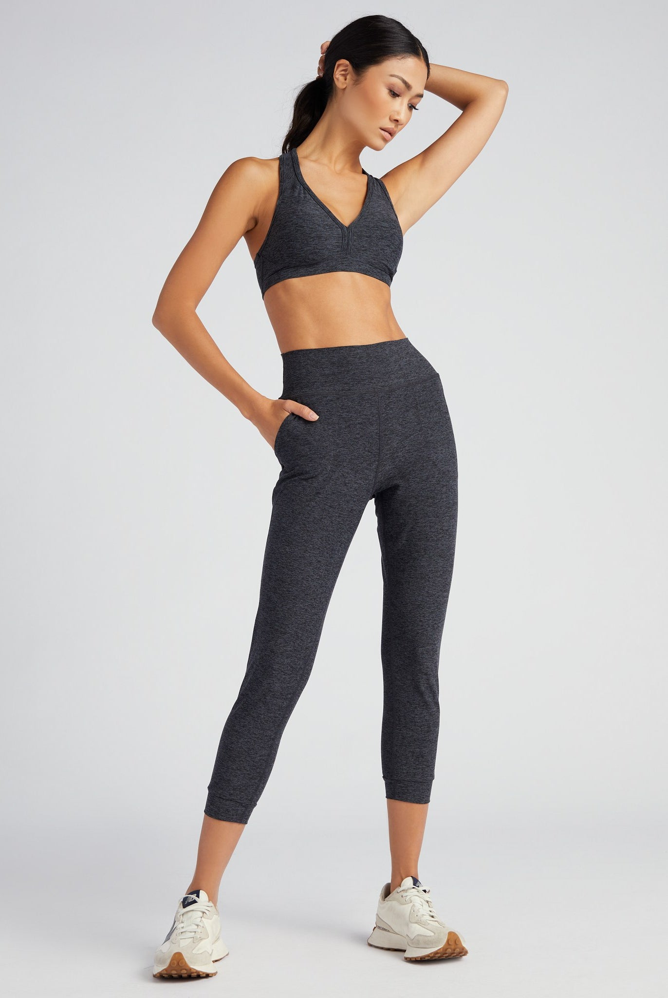 Heather Charcoal $|& Interval FlowHeather Sculpt Motion Jogger - VOF Back