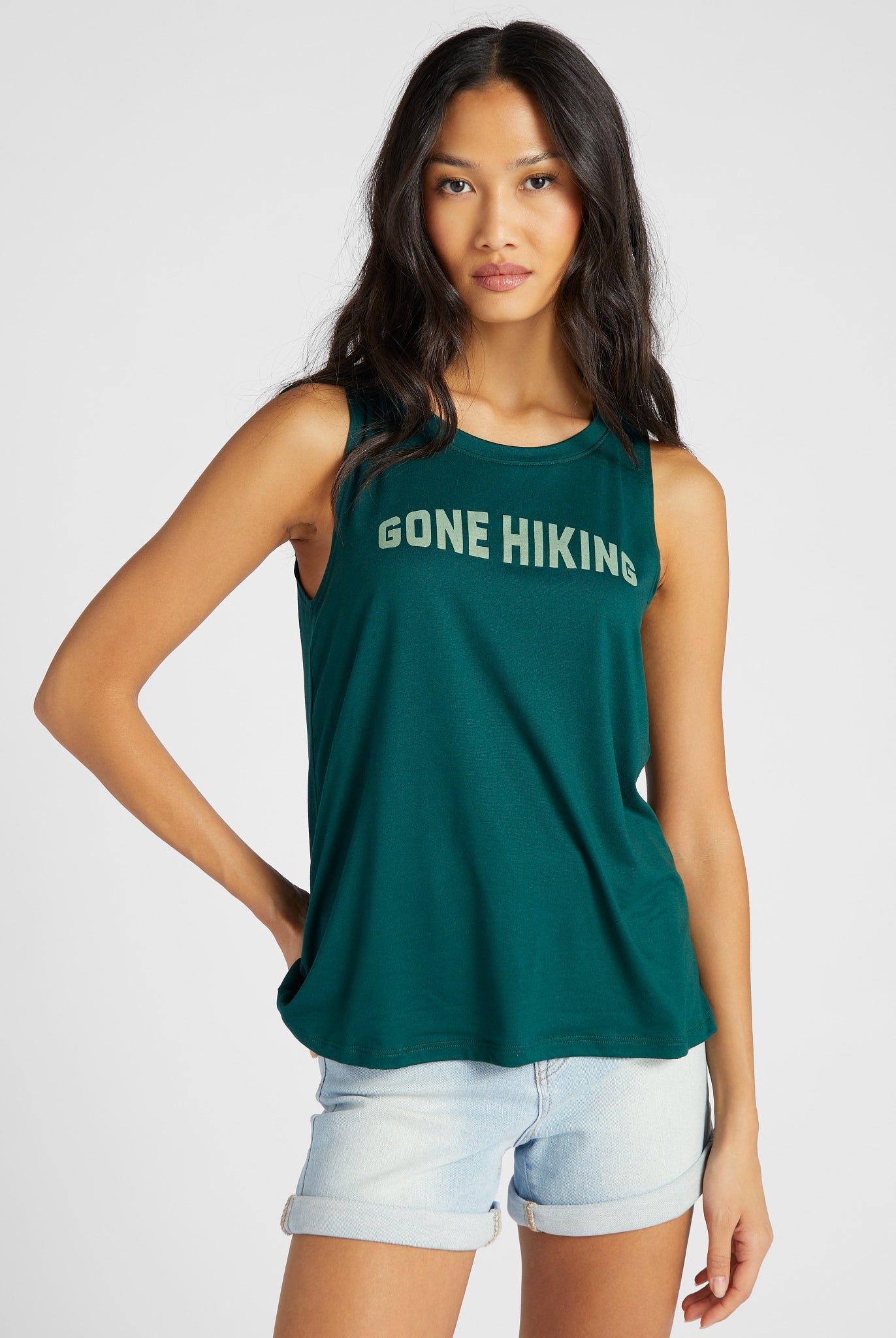 Forest Green $|& Herizon Gone Hiking Graphic Tank - SOF Front