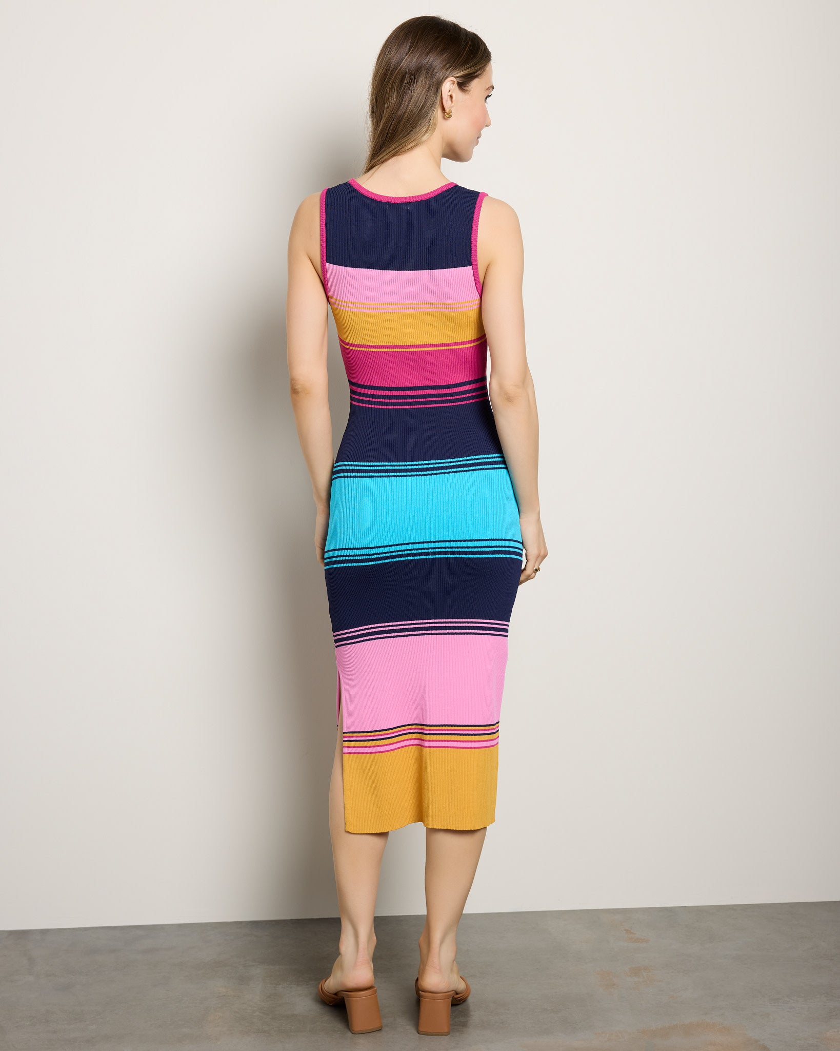Rainbow $|& Skies Are Blue Striped Ribbed Tank Dress - SOF Back