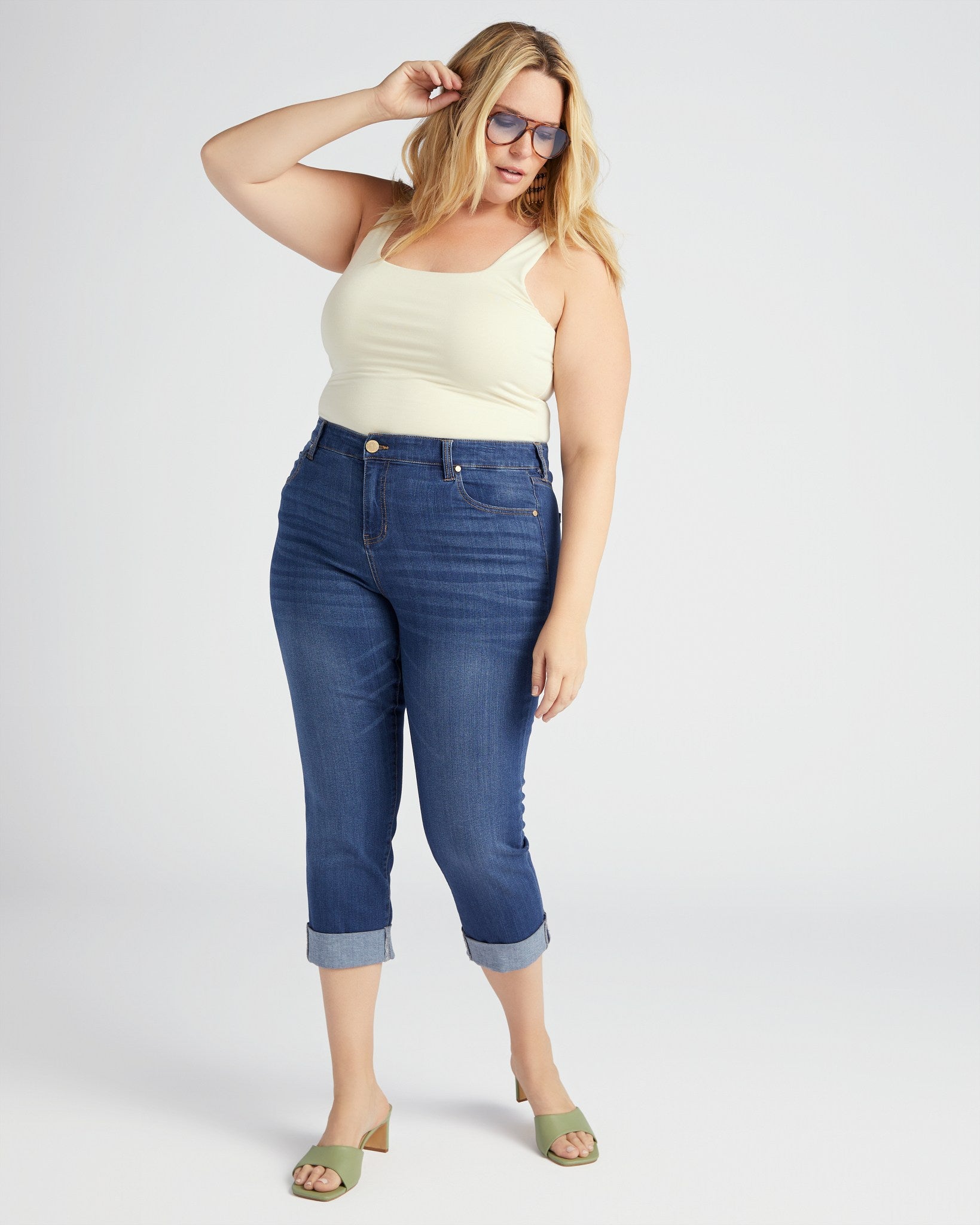 Sartell Blue $|& Liverpool Charlie Cuffed Cropped Skinny Jeans - SOF Full Front