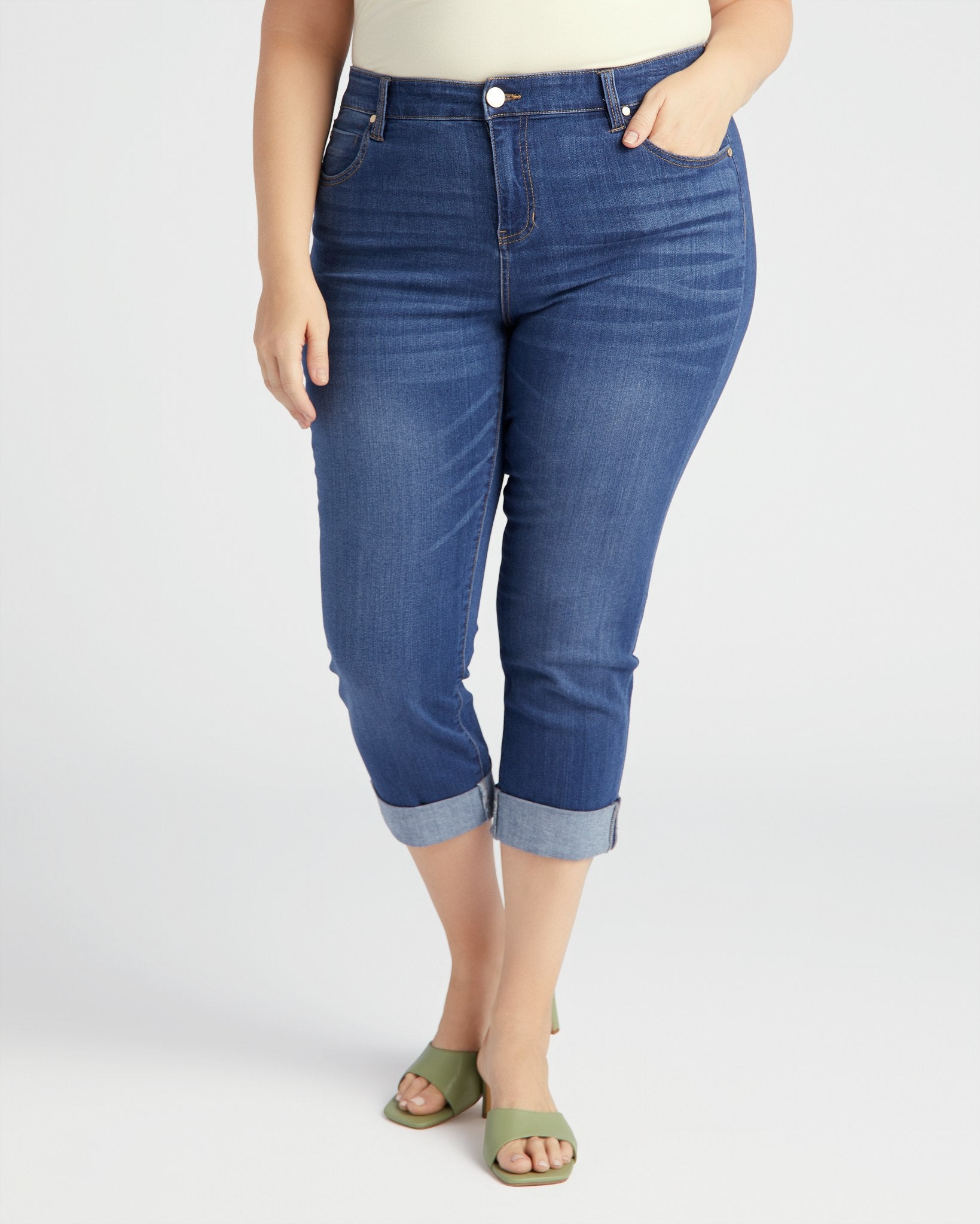 Sartell Blue $|& Liverpool Charlie Cuffed Cropped Skinny Jeans - SOF Front