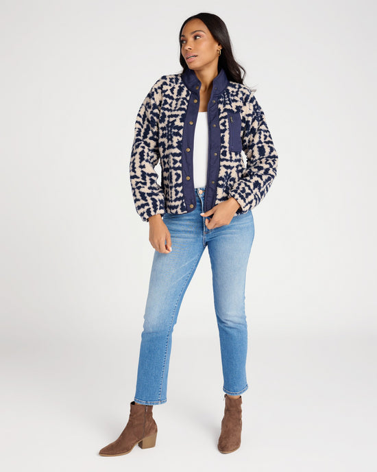 Taupe/Navy Twist $|& Herizon Alpine Snap Jacket - SOF Full Front