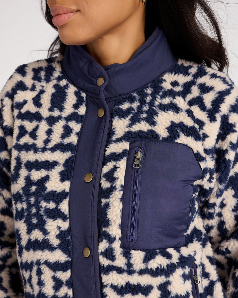 Taupe/Navy Twist $|& Herizon Alpine Snap Jacket - SOF Detail