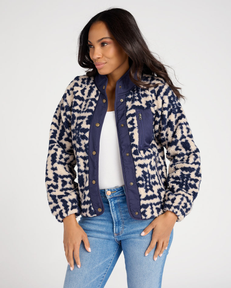 Taupe/Navy Twist $|& Herizon Alpine Snap Jacket - SOF Front
