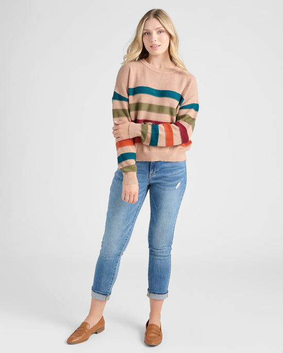 Tan Multi $|& ACOA Multi Color Stripe Sweater - SOF Full Front