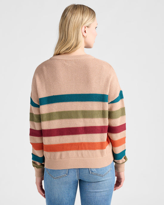 Tan Multi $|& ACOA Multi Color Stripe Sweater - SOF Back