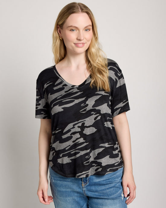 Grey/Black Camo $|& Herizon Escape V-Neck Camo Tee - SOF Front
