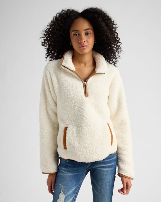 Ivory/Camel $|& SEAS Big Bear Quarter Zip - SOF Front