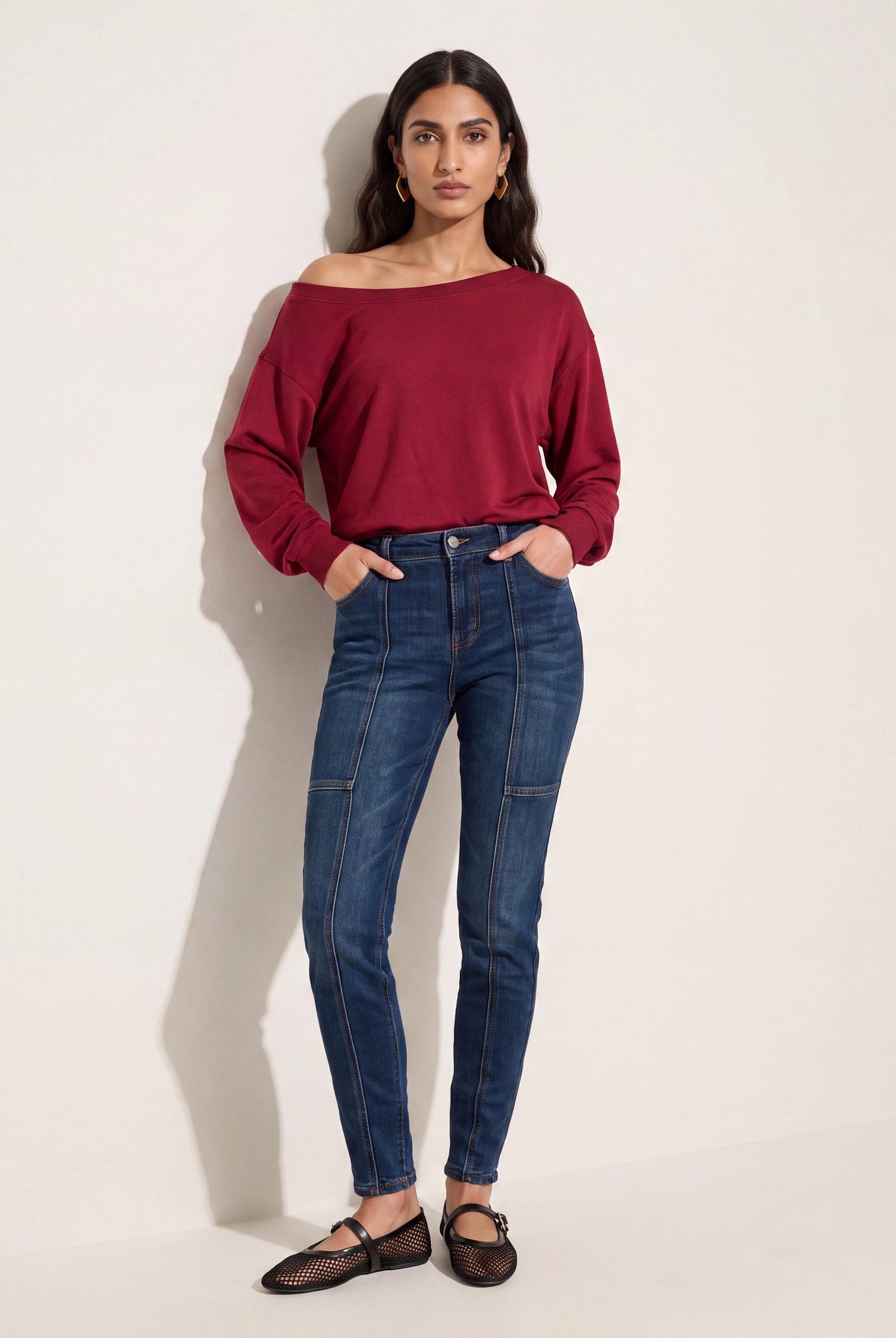 Cabernet $|& SEAS Brooksville One Shoulder Sweatshirt - UGC On Fig