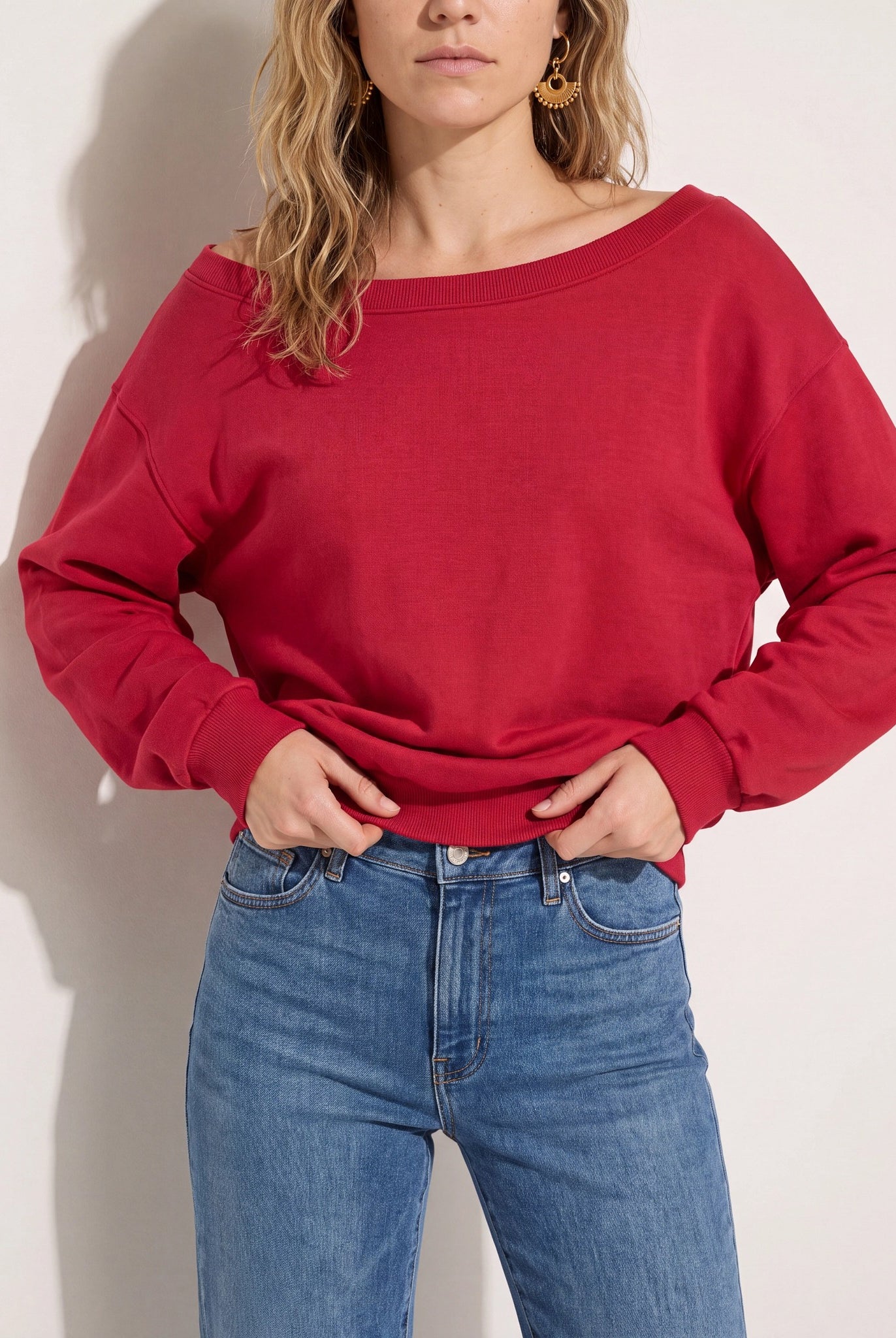 Chili Pepper $|& SEAS Brooksville One Shoulder Sweatshirt - SOF Full Front
