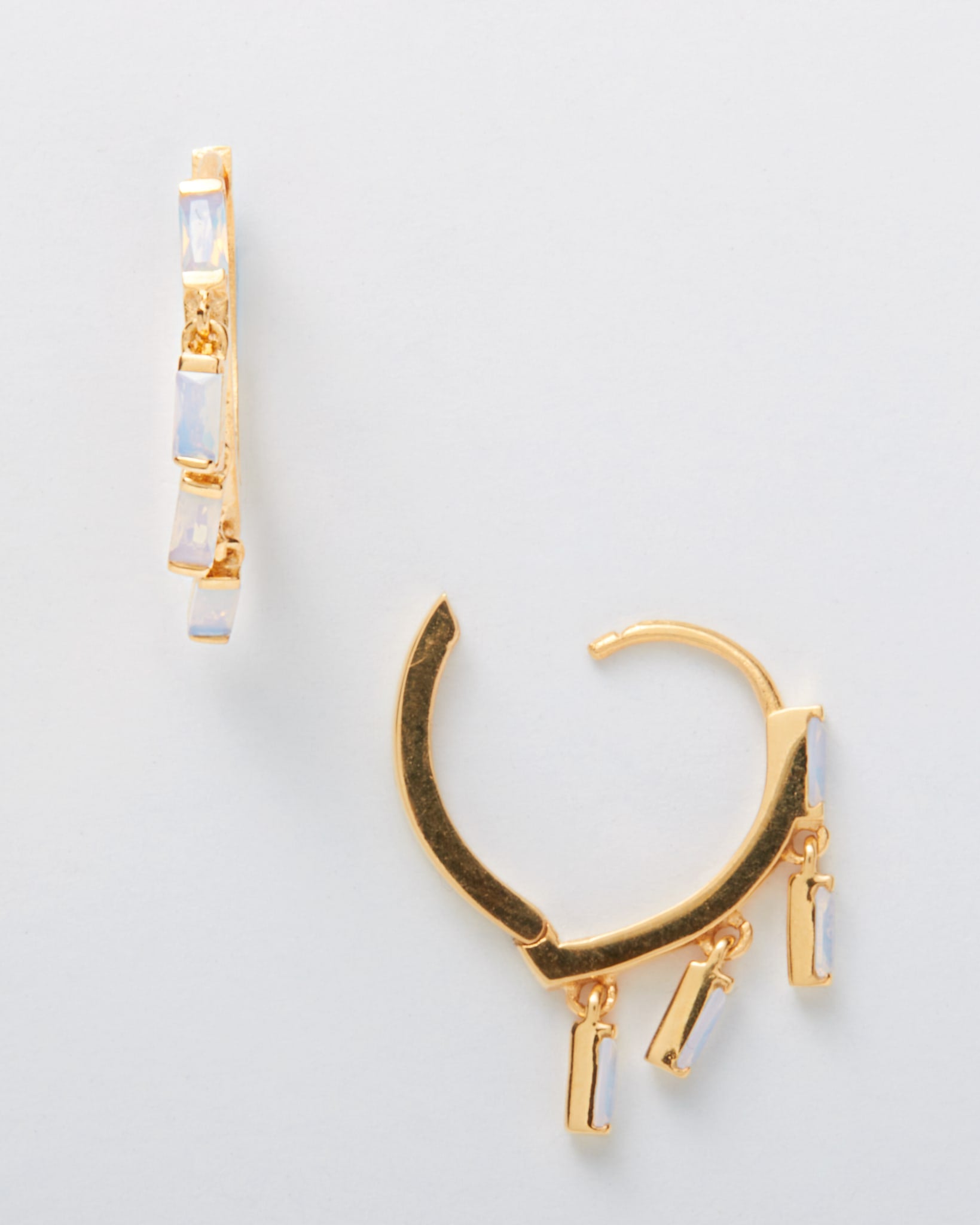 14k Gold $|& Native Gem Floating Opal Huggies - SOF Back