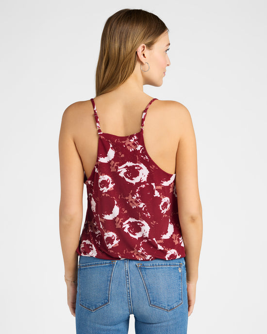 Wine $|& West Kei Sleeveless V-Neck Woven Floral Cami Top - SOF Back