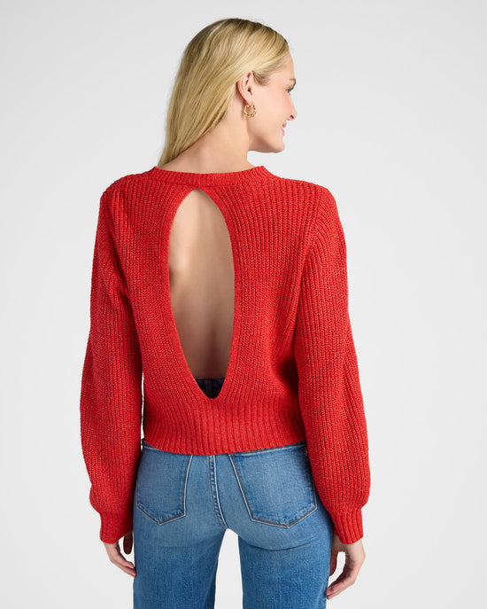 Red $|& Cozy CO Ribbed Knit Open Back Pullover - SOF Back