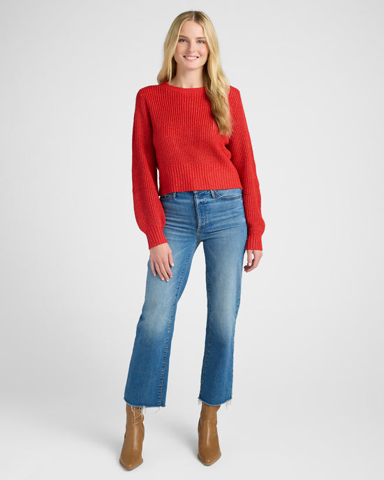 Red $|& Cozy CO Ribbed Knit Open Back Pullover - SOF Full Front