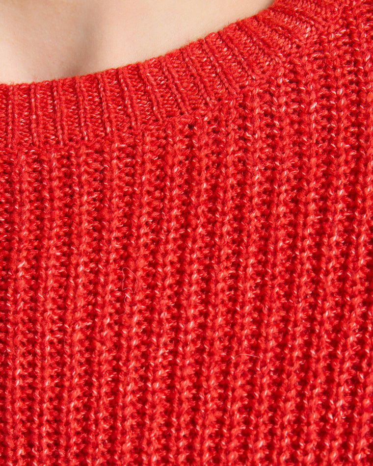 Red $|& Cozy CO Ribbed Knit Open Back Pullover - SOF Detail