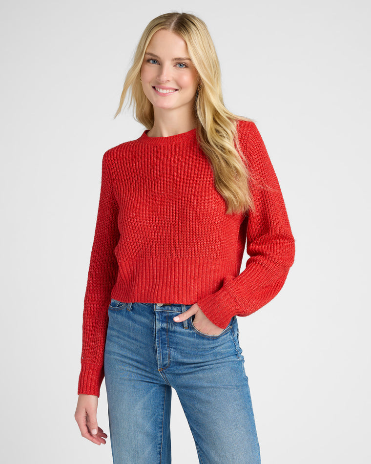 Red $|& Cozy CO Ribbed Knit Open Back Pullover - SOF Front