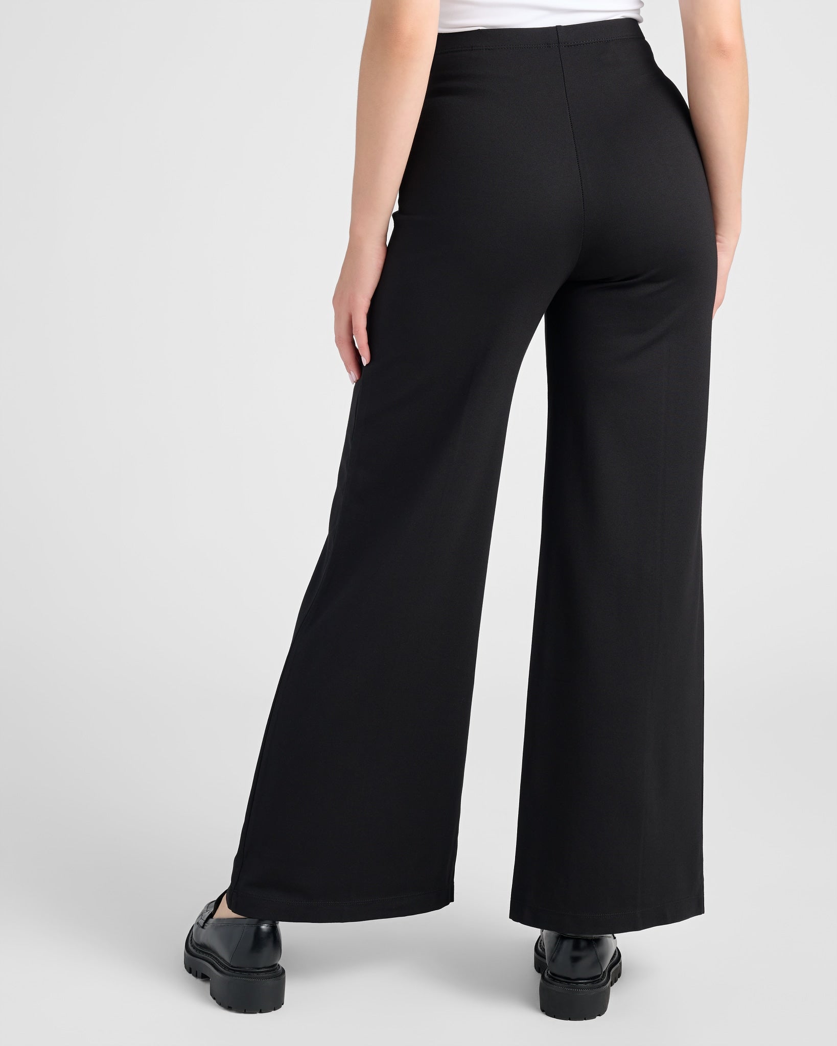 Black $|& Max Studio High Waist Front Seam Wide Leg Ponte Pant - SOF Back