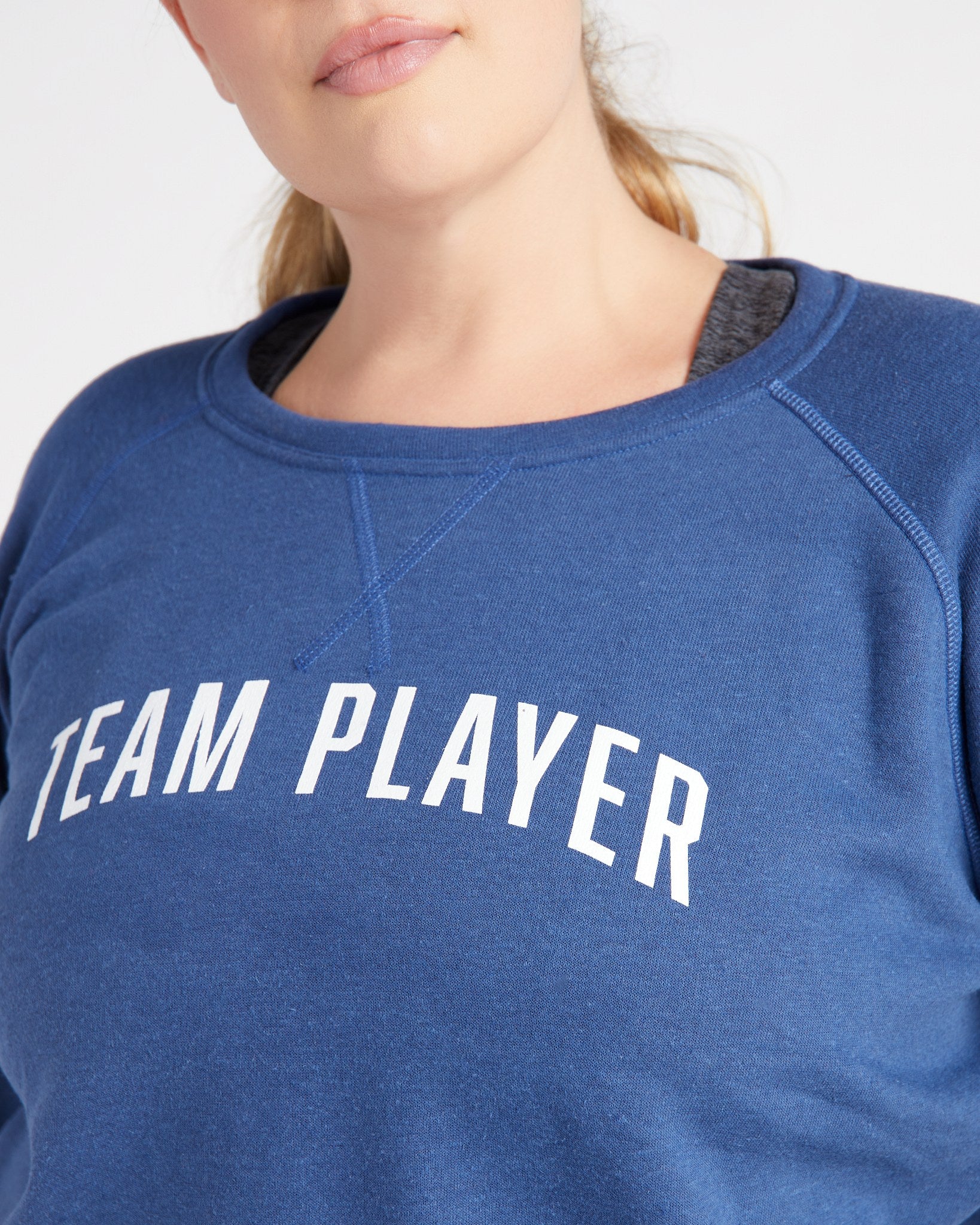 Navy $|& Interval Team Player Graphic Sweatshirt - SOF Detail