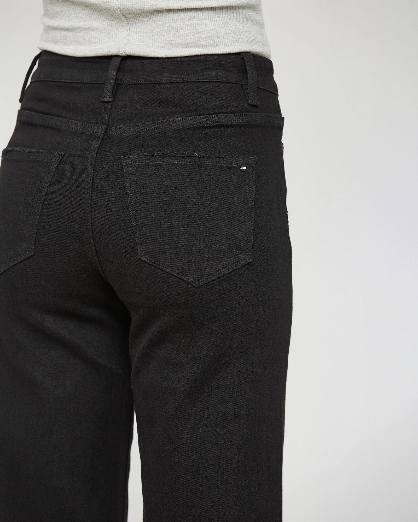 Black Beauty $|& Mica Denim Wide Leg Cropped Jeans - VOF Detail