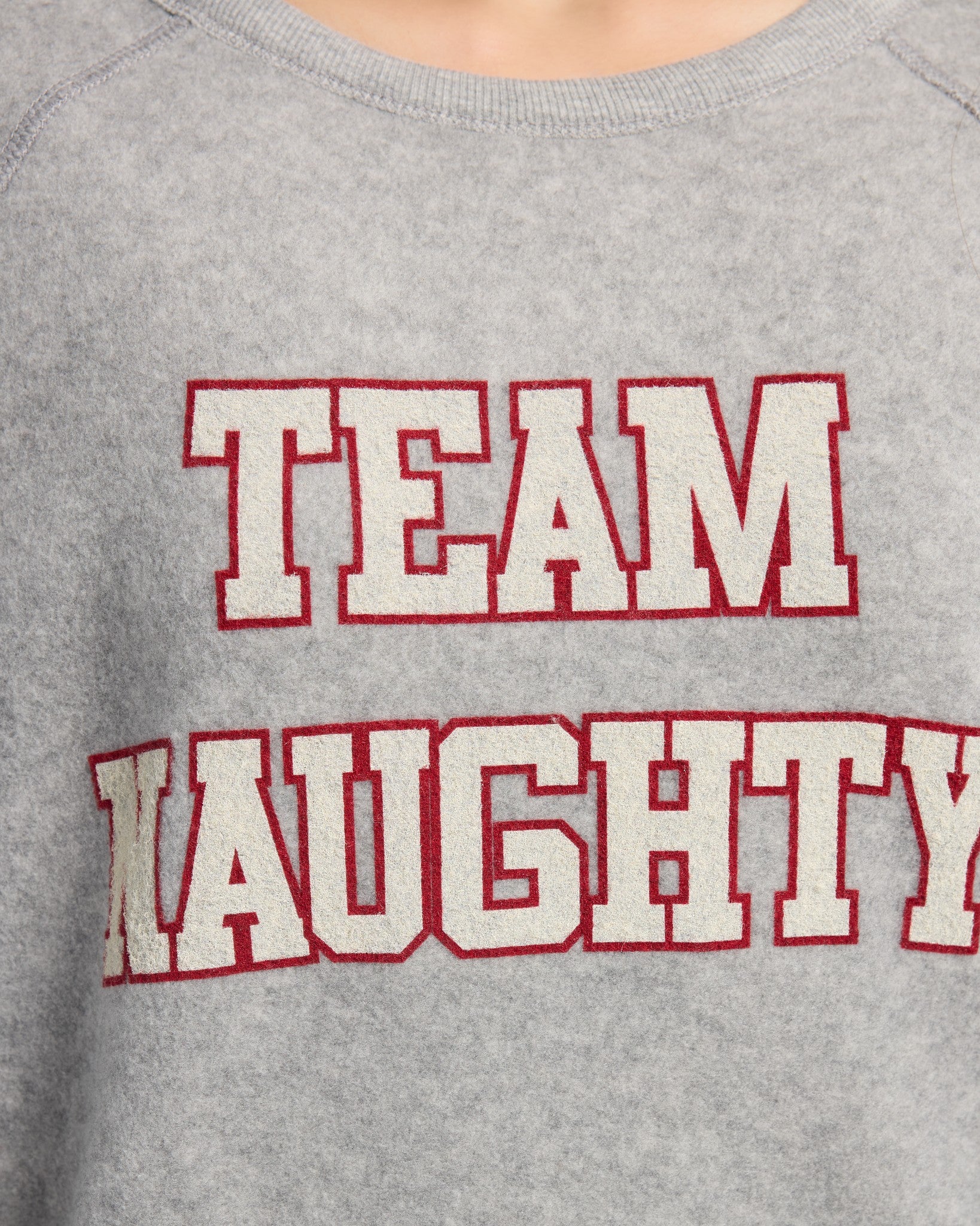 Heather Grey $|& Project Social T Team Nice/Naughty Reversible Sweatshirt - SOF Detail
