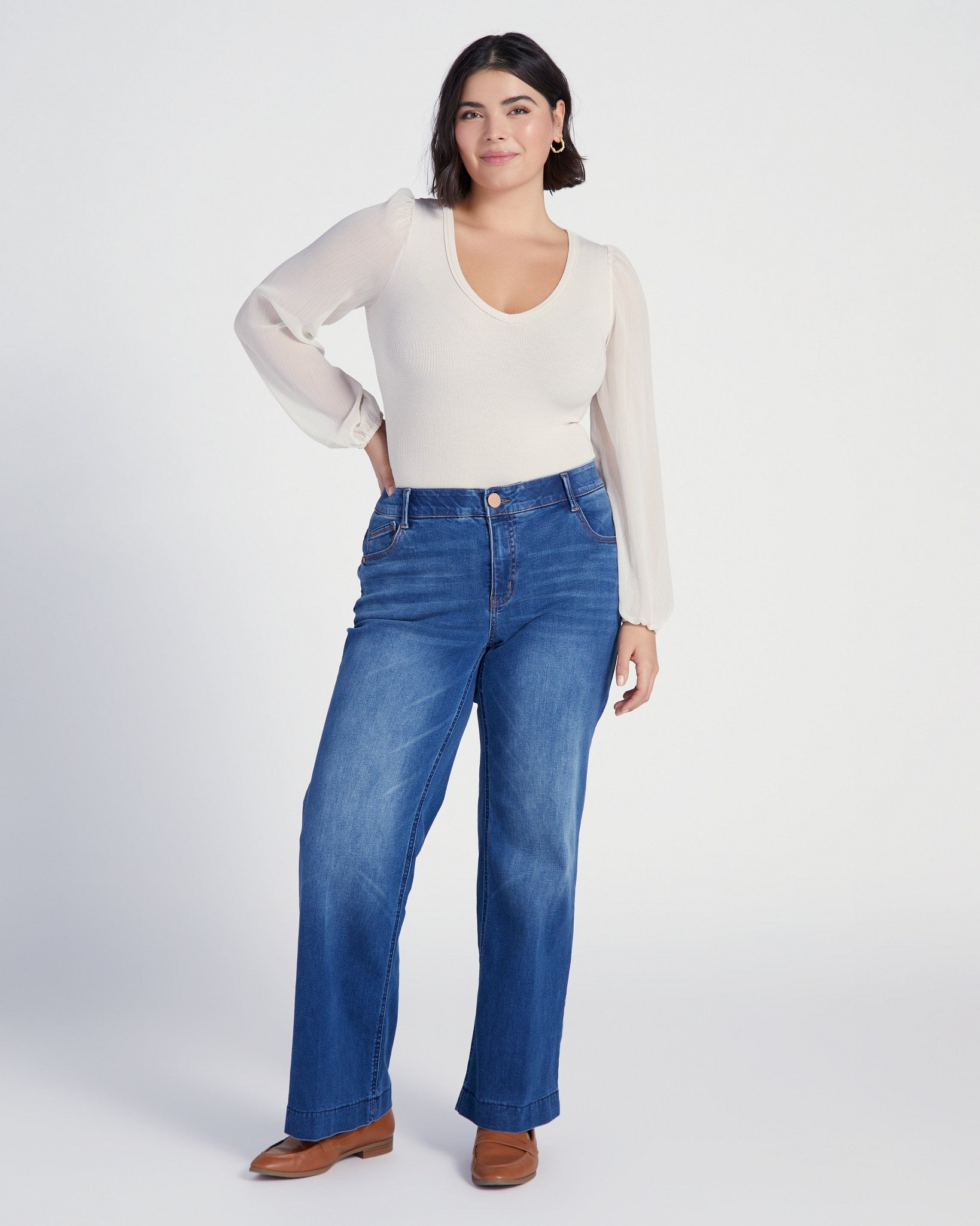 Blue $|& Democracy AbSolution High Rise Wide Leg Jeans - SOF Full Front