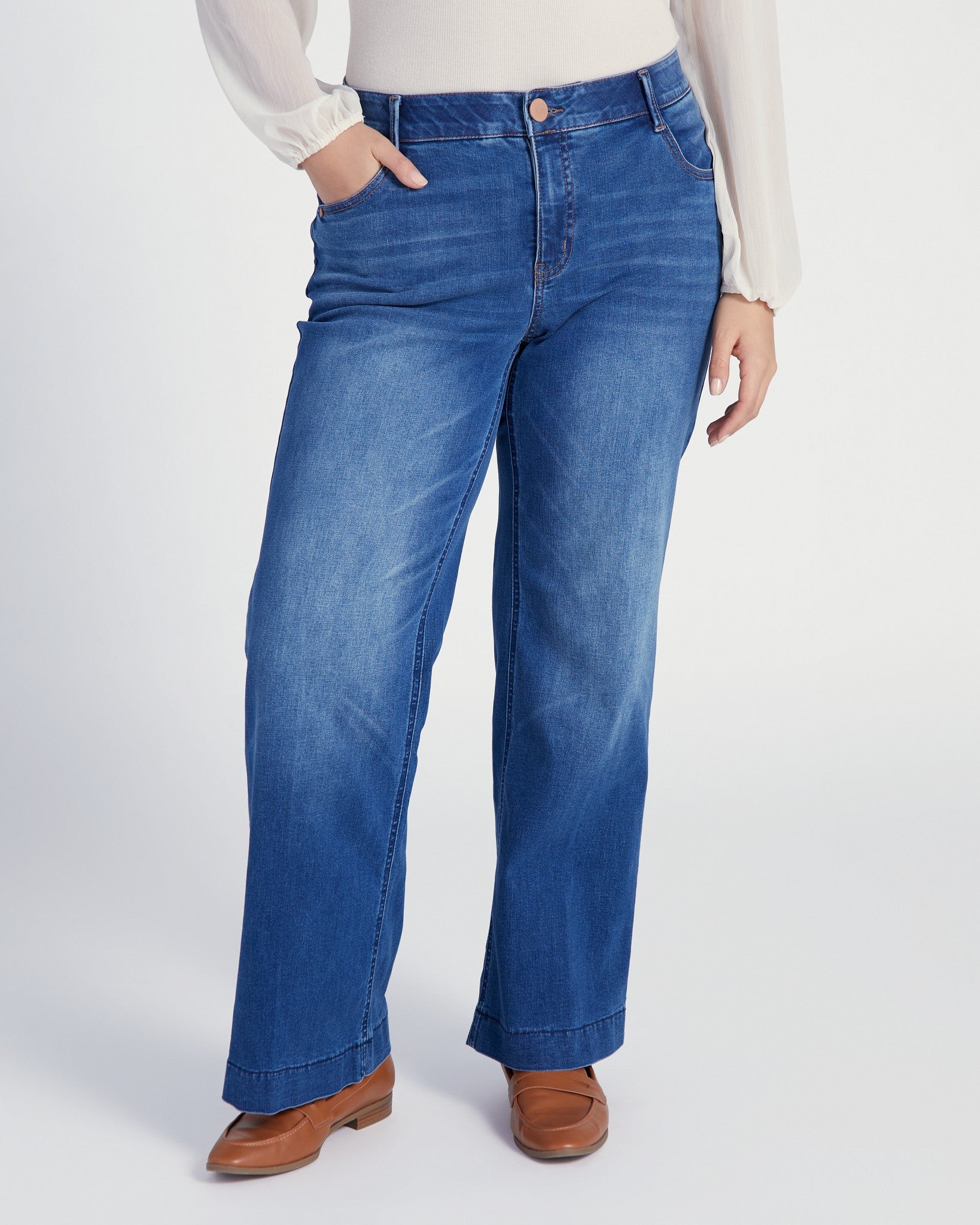 Blue $|& Democracy AbSolution High Rise Wide Leg Jeans - SOF Front