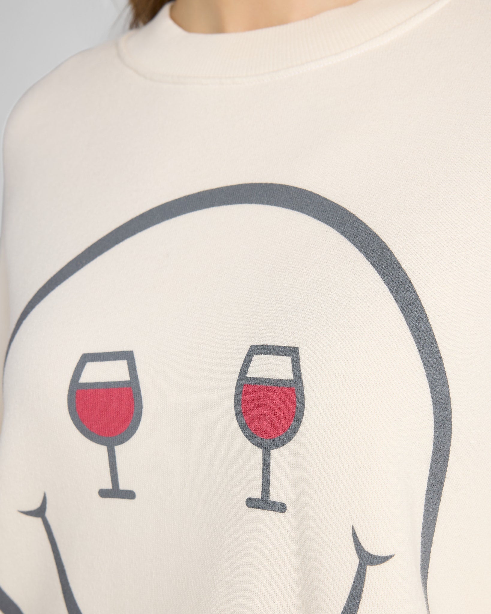 Cozy Cream White $|& Project Social T Wine Eyes Sweatshirt - SOF Detail