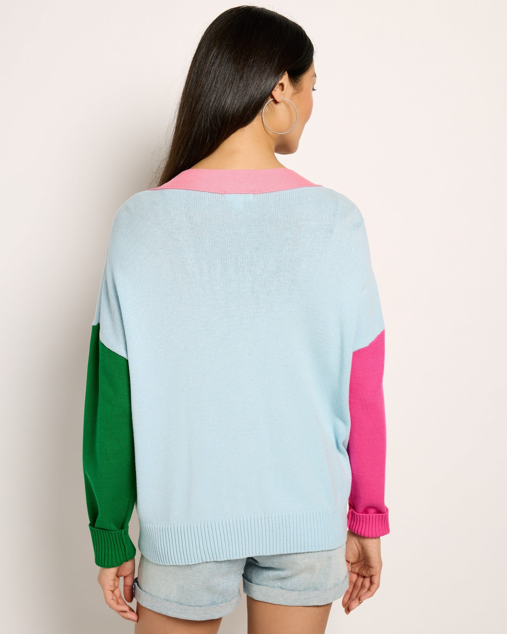 Multi $|& Vigoss Colorblock Cardigan - SOF Back