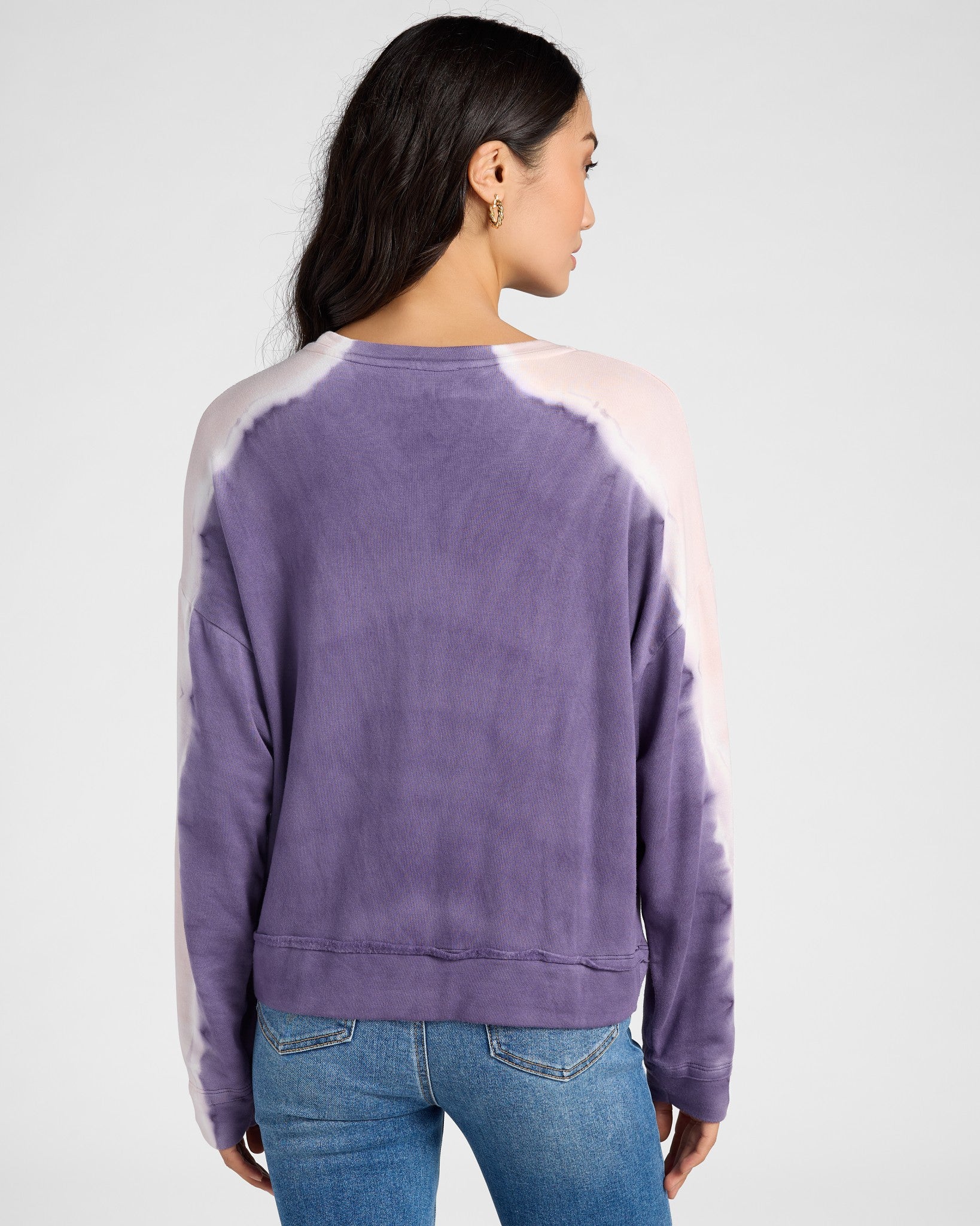 Purple Sage Racing Stripe $|& SEAS Coral Terrace Tie Dye Pocket Crew - SOF Back