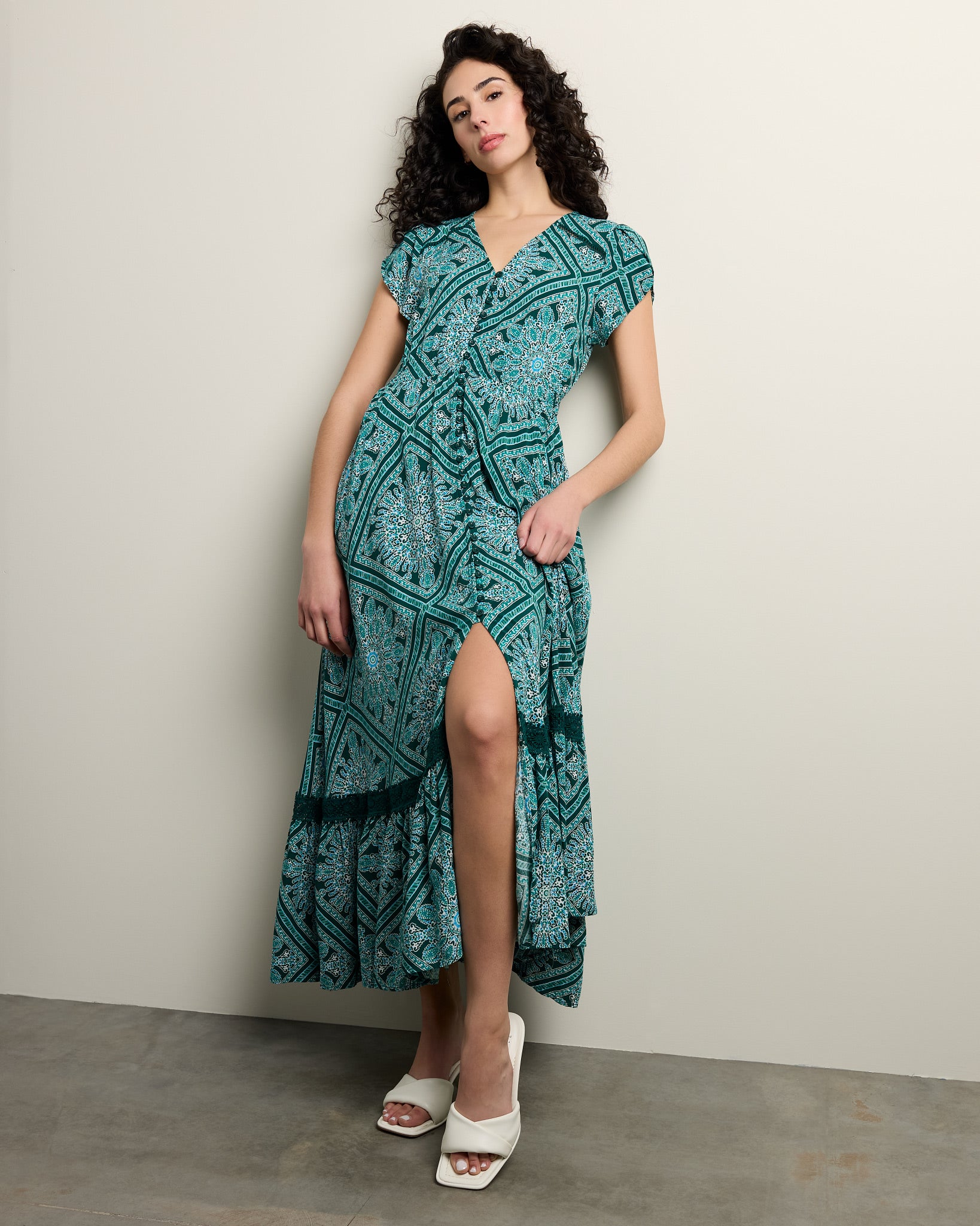 Diamond Crochet Button Maxi Dress1