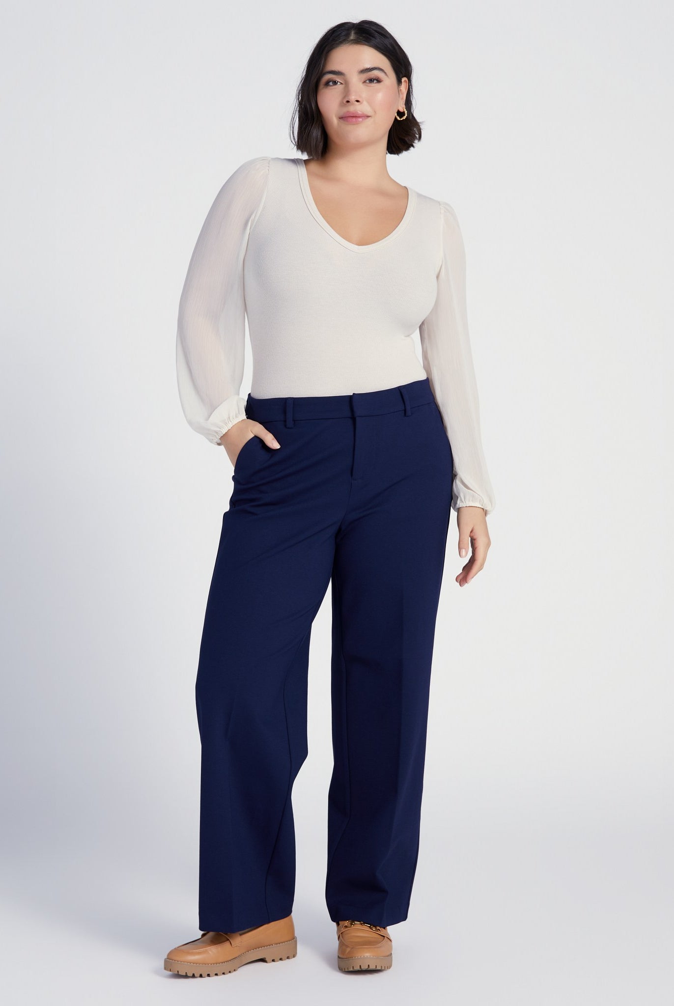 Cadet Blue $|& Liverpool Kelsey Wide Leg Trouser - SOF Full Front