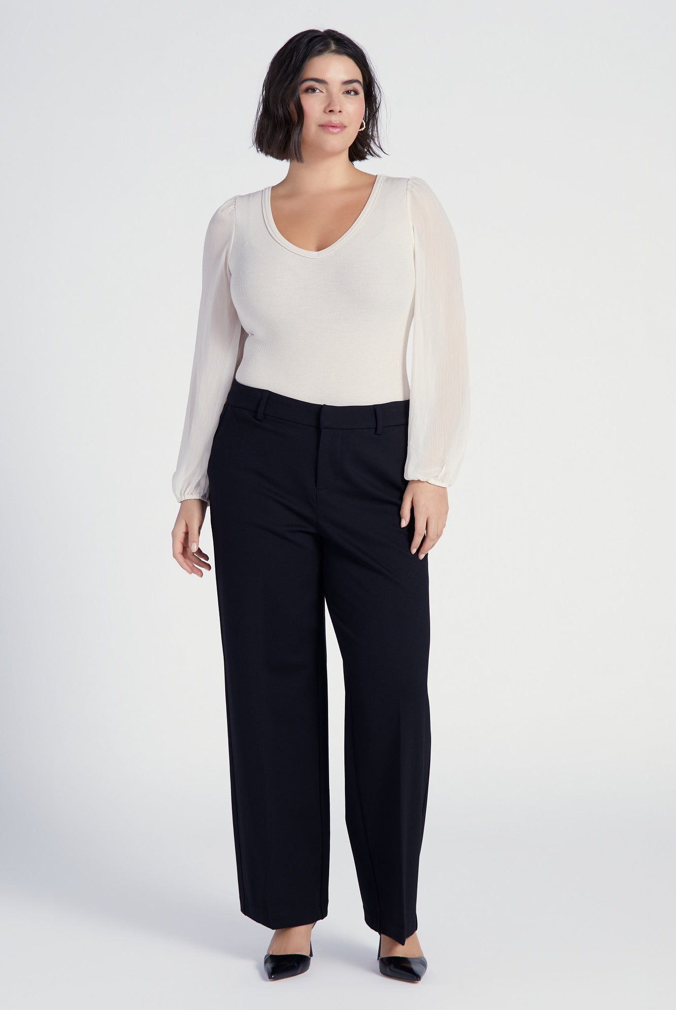 Black $|& Liverpool Kelsey Wide Leg Trouser - SOF Full Front
