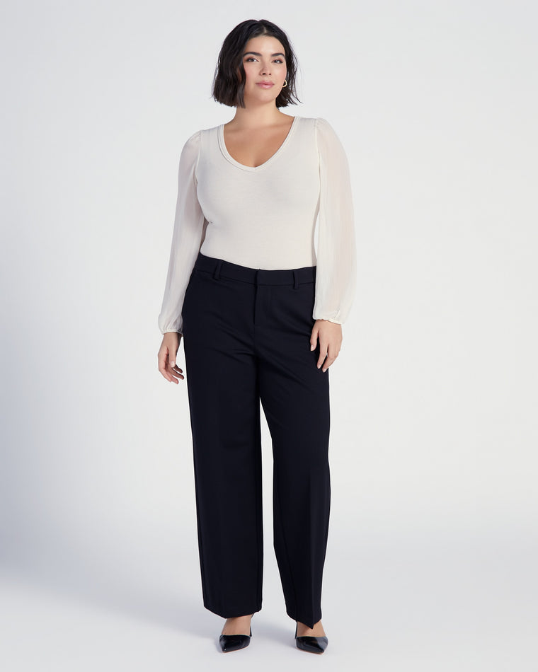 Black $|& Liverpool Kelsey Wide Leg Trouser - SOF Full Front