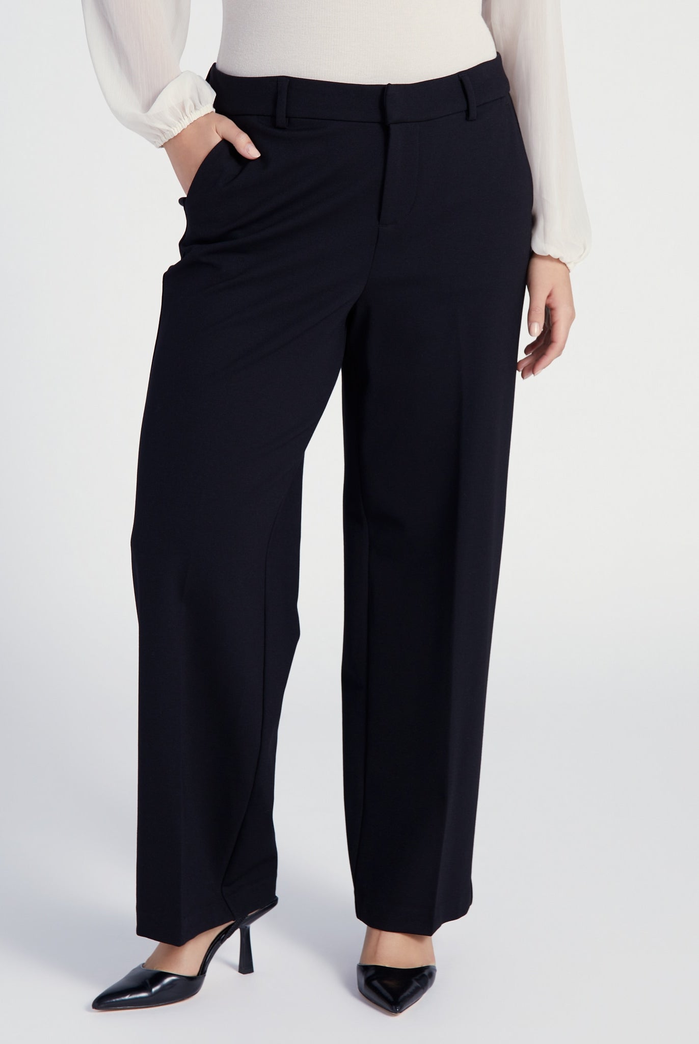 Black $|& Liverpool Kelsey Wide Leg Trouser - SOF Front