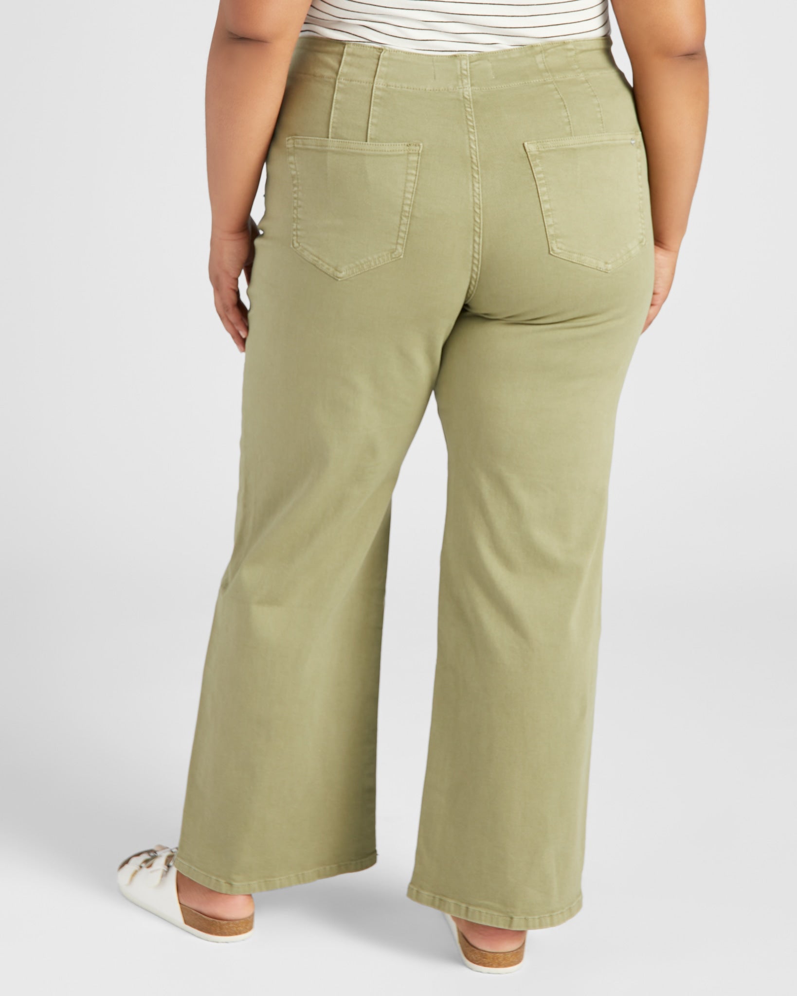 Olive $|& Mica Denim High Rise Wide Leg Pants - SOF Back
