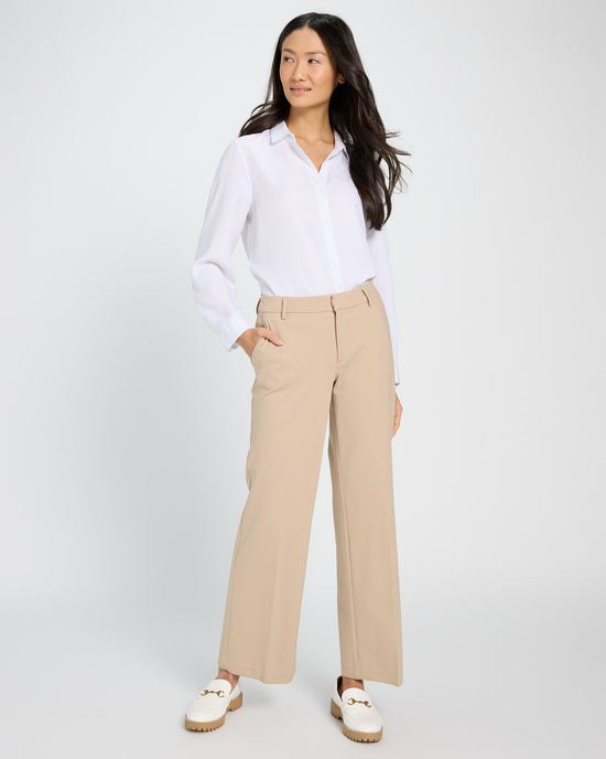 Biscuit Tan $|& Liverpool Kelsey Wide Leg Trouser - UGC On Fig